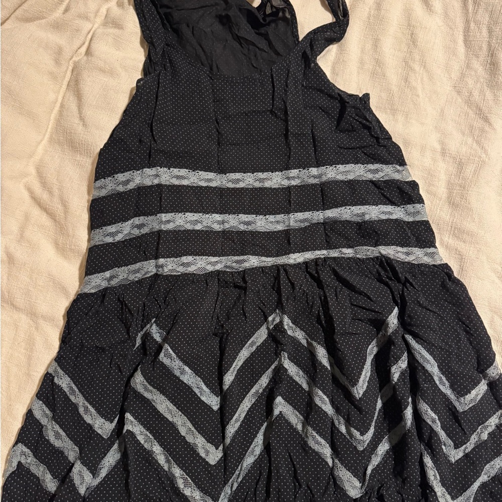 Free People Black and Gray Mini Dress